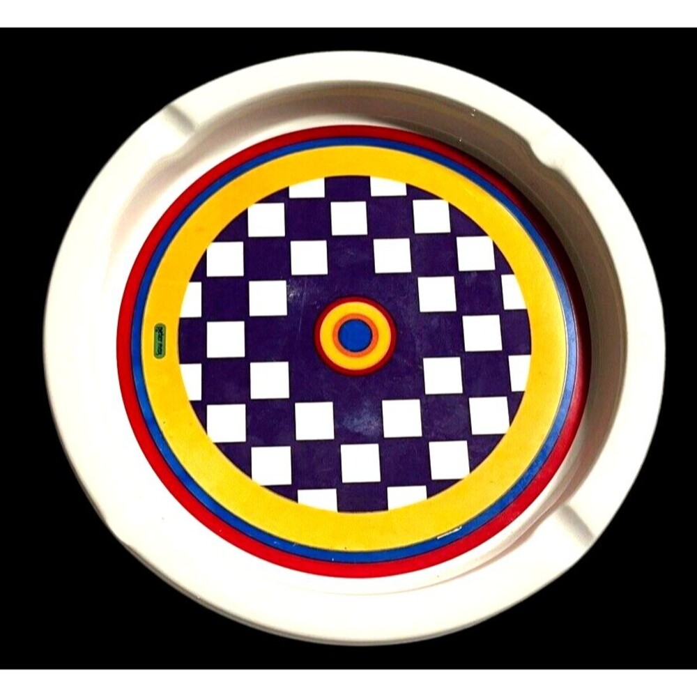 Vintage Retro 1968 PETER MAX - 10” Check Psychedelic AshTray Iroquois CHINA USA